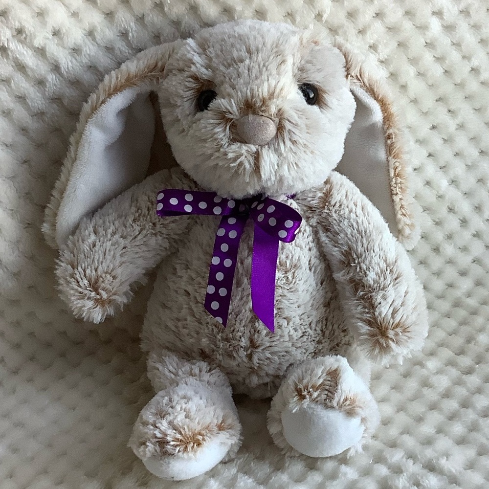 PURDYS Chocolate Plush Bunny Rabbit Stuffed Animal Toy Purple Bow #2